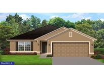 Charming one-story home featuring a two-car garage, neutral color palette, and well-manicured lawn at 3247 Glencove St, Port Charlotte, FL 33980
