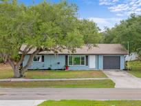 Charming single-story home with a well-manicured lawn, mature trees, and a cozy front porch at 1510 Orlando Blvd, Port Charlotte, FL 33952