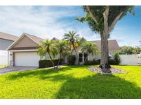 Charming single-story home featuring a well-manicured lawn, mature trees, and a two-car garage at 10289 60Th N Cir, Pinellas Park, FL 33782
