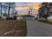 Charming single-story home with a well-manicured lawn, complemented by a spacious driveway and an attached two-car garage at 3799 Laredo Ave, North Port, FL 34288