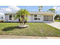 Charming single-story home with well-manicured lawn and a lovely palm tree in the front yard at 6764 Stardust Ave, North Port, FL 34287