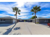 Charming courtyard-style home featuring a large driveway and a pair of towering palm trees at 1115 San Cristobal Ave, Punta Gorda, FL 33983
