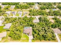 Expansive aerial view of the home, showcasing the pool and lush greenery of the surrounding community at 4238 Golfair Ln, North Port, FL 34288