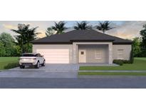 Charming single-story home with a modern design, gray tones, and manicured landscaping at Lot 18Blk 257 7Th Alabelle Ln, North Port, FL 34286