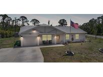 Charming single-story home featuring a well-maintained yard and an American flag waving proudly at 5460 Norlander Dr, Port Charlotte, FL 33981