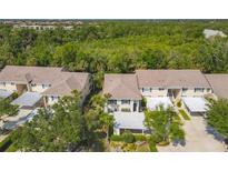 Scenic aerial view of community featuring lush greenery and well-maintained townhomes at 821 Montrose Dr # 201, Venice, FL 34293