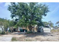 View of home with a lush tree in the front yard and a carport on the right side of the house at 3170 Smith St, Englewood, FL 34224