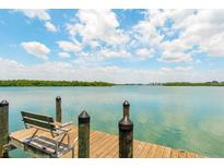 Scenic view from the wood dock with bench seating, perfect for enjoying the waterfront at 2373 N Beach Rd # 1C, Englewood, FL 34223