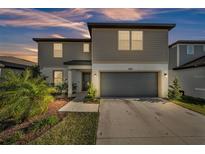 Charming two-story home with neutral siding, a two-car garage, and well-maintained landscaping at 1009 Golden Shiner Ave, Ruskin, FL 33570