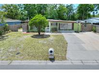 Charming single-story home with a well-manicured lawn, mature tree, and a basketball hoop on the driveway at 10804 N Leo St, Tampa, FL 33612