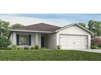 Charming single-story home featuring a well-manicured lawn and a two-car garage at 7019 161St E Ter, Parrish, FL 34219