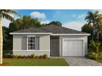 One-story house with grey exterior and a two-car garage at 14461 Bulger Ave, Port Charlotte, FL 33953