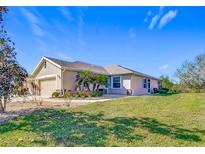 Single-story home with a two-car garage and well-manicured lawn at 4334 Lenox Blvd, Venice, FL 34293