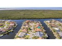 Stunning aerial view of waterfront homes with private docks in a serene neighborhood and canal access at 3819 Aves Island Ct, Punta Gorda, FL 33950