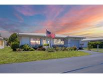 Charming single-story home with an American flag, lush lawn, and well-maintained landscaping at 8701 Pickwick Rd, North Port, FL 34287