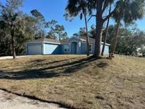 Charming single-story home with a well-maintained lawn and mature trees enhancing curb appeal at 16029 Arcaro Ave, Port Charlotte, FL 33954