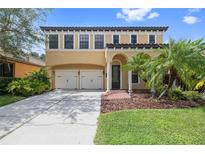 Two-story house with double garage and manicured lawn at 8231 Dunham Station Dr, Tampa, FL 33647