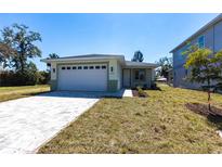 Charming single-story home with a two-car garage, fresh landscaping, and a modern, inviting facade at 5316 Altoona St, Sarasota, FL 34232