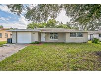 Ranch-style home with a white garage door at 10226 Willow Dr, Port Richey, FL 34668
