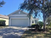 Charming single-story home with a two-car garage and landscaped front yard at 11843 Fennemore Way, Parrish, FL 34219