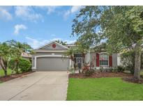 Charming single-story home featuring well-manicured lawn, mature landscaping, and a two-car garage at 11530 57Th Street E Cir, Parrish, FL 34219