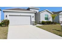 Charming single Gathering home featuring a two car garage and manicured landscaping at 345 Mangrove Manor Dr, Apollo Beach, FL 33572