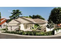 Charming single-story home with a manicured front yard, attached two-car garage, and classic architectural details at 3484 Swanee Rd, Punta Gorda, FL 33980
