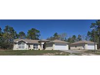 Charming single-story home featuring a well-manicured lawn, inviting entrance, and a spacious two-car garage at 12403 Snowy Egret Ave, Weeki Wachee, FL 34614