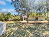 Charming single-story home with lush landscaping, mature trees, and a well-manicured lawn at 3010 Pine Club Dr, Plant City, FL 33566