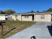 Charming single-story home with a well-maintained lawn and a concrete driveway leading to the entrance at 3522 Windham Dr, Holiday, FL 34691