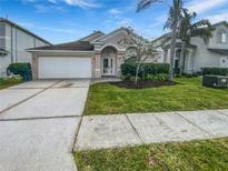 Charming single-Gathering home with a well-manicured lawn and a two-car garage at 4914 Trinidad Dr, Land O Lakes, FL 34639