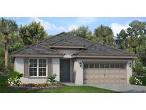 Charming single-story home with a two-car garage, neutral-colored siding, and well-maintained landscaping at 2366 Wise River Lane, Zephyrhills, FL 33539