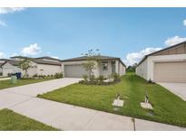 Charming single-story home featuring a well-manicured lawn and neutral color palette at 14106 Crutchfield Ct, Parrish, FL 34219