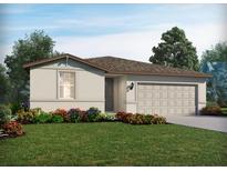 Charming single-story home featuring an attached garage and beautifully landscaped front yard at 233 Lazy Shore Dr, Nokomis, FL 34275