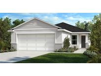 Charming single-story home with a two-car garage, landscaped front yard, and neutral gray exterior at 11621 Firespike St, Riverview, FL 33578