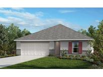Charming single-story home featuring a well-maintained lawn, two-car garage, and a classic roof design at 6328 Scarlet Amethyst St, Land O Lakes, FL 34638