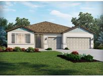 Charming single-story home featuring a two-car garage and well-manicured lawn with lush landscaping at 1780 Draughton Dr, Zephyrhills, FL 33541