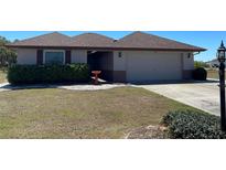 Well-maintained single-story home with a two-car garage and landscaping at 420 S Brockfield Dr, Sun City Center, FL 33573