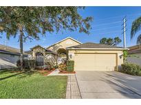 Charming single-Gathering home with well-manicured lawn and attached two-car garage at 4305 Balmoral Ct, Wesley Chapel, FL 33543