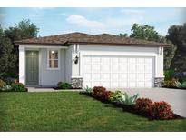 Charming single-story home featuring a two-car garage, neutral paint scheme, and well-manicured landscaping at 571 Sun Chaser Dr, Nokomis, FL 34275