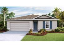 Single-story house with a two-car garage and landscaped front yard at 7272 Apache Trl, Spring Hill, FL 34609