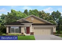 Charming single-story home with a two-car garage, manicured lawn, and inviting front entrance at 4886 Sutherland St # Lot 64, Spring Hill, FL 34609