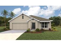 Charming single-Gathering home with a well-manicured lawn and two-car garage on a sunny day at 11748 Memorial Dr, Brooksville, FL 34613