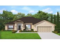 Charming one-story home featuring neutral paint, attached two-car garage, and well-manicured lawn at 2612 Glenridge Dr, Spring Hill, FL 34609