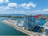 Aerial view of a waterfront high rise building at 5120 Marina Way # 16005, Tampa, FL 33611