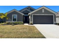 Gray two-story house with a two-car garage and manicured lawn at 13187 Ogden Glade Rd, Dade City, FL 33525