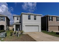 Charming two-story home featuring a two-car garage and neutral stucco exterior at 2855 Maiden Grass Isle, Wesley Chapel, FL 33543