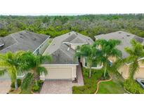 Single-Gathering home with two-car garage, lush landscaping, and a view of the surrounding nature at 1519 Emerald Dunes Dr, Sun City Center, FL 33573