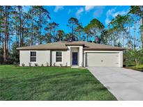 Single-story home with a two-car garage and a well-maintained lawn at 12053 Pine Club Cir, Weeki Wachee, FL 34614