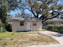 Modest single-story home with neutral stucco exterior and small front yard under the shade of mature trees at 4407 N 41St St, Tampa, FL 33610
